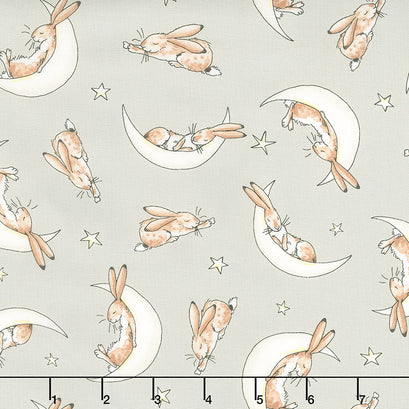 Guess How Much I Love You - Pink Sleepy Hares Light Taupe Yardage