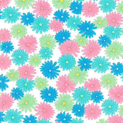 Fiddle Dee Dee - Bursting Out White Multi Yardage
