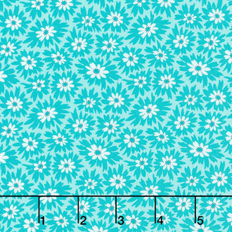 Fiddle Dee Dee - Double Dee Flowers Turquoise Yardage