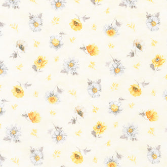Fields of Gold - Floral Toss Yellow Yardage