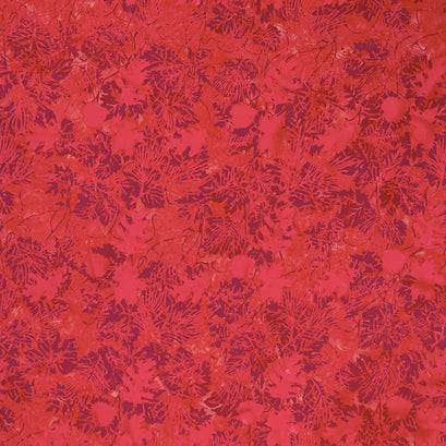 Fiery Sunset Batiks - Leaf Sprigs Red Purple Yardage
