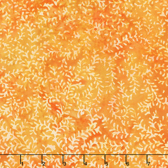 Fiery Sunset Batiks - Leaf Vine Yellow Orange Yardage