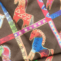 Fiesta Horses - Earth Tones Diamond Horses Dark Brown Metallic Yardage