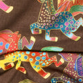 Fiesta Horses - Earth Tones Running Horses Dark Brown Metallic Yardage