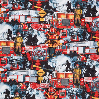 Fire & Rescue - Firefighter Patchwork Black Yardage