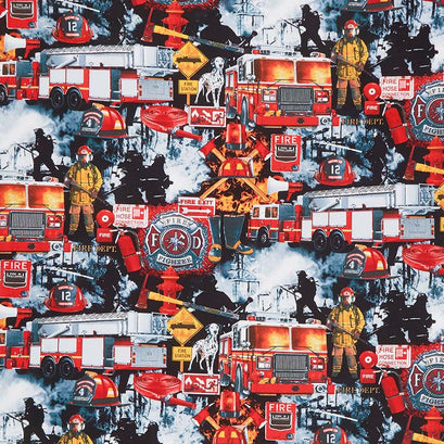 Fire & Rescue - Firefighter Patchwork Black Yardage