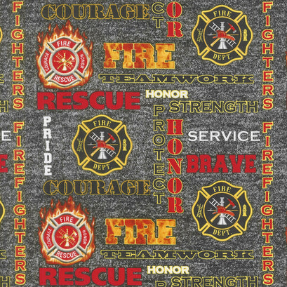 Fire Fighter - Words Multi Yardage