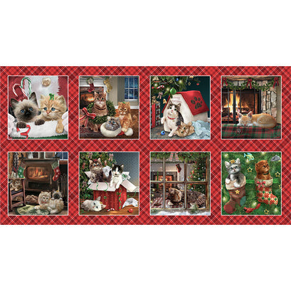 Fireside Kittens - Blocks Red Panel