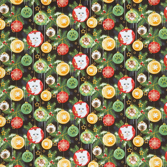 Fireside Kittens - Kitten Ornaments Black Yardage