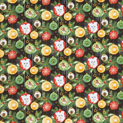 Fireside Kittens - Kitten Ornaments Black Yardage