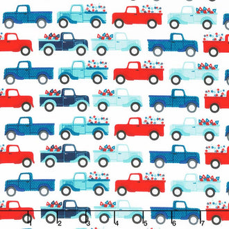 Fireworks & Freedom - Trucks White Yardage