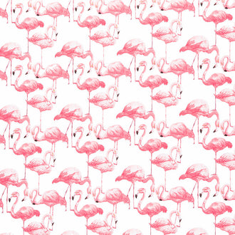 Flamingo Bay - Flamingos Spaced White Yardage