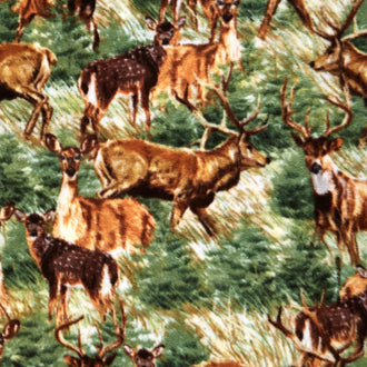 Fleece Animal Prints - Deer Field Green Yardage