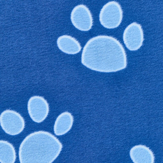 Fleece Animal Prints - Paws Blue Yardage