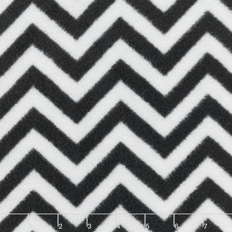 Fleece Florals & Geos - Chevron Black/White Yardage