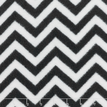 Fleece Florals & Geos - Chevron Black/White Yardage