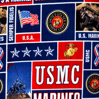 Fleece Licensed - Military Marines Blue Yardage