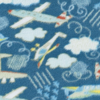 Fleece Novelty Prints - Planes Dark Blue Yardage