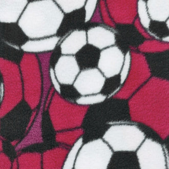 Fleece Novelty Prints - Soccer Balls Pink Yardage