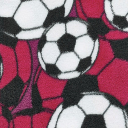 Fleece Novelty Prints - Soccer Balls Pink Yardage