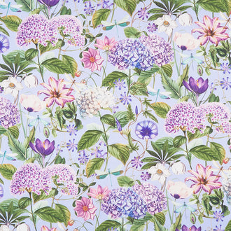 Fleurs - Large Packed Floral Blue Purple Digitally Printed Yardage