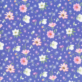 Fleurs - Small Tossed Floral Dark Purple Digitally Printed Yardage