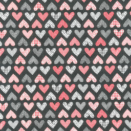 Flirt - Hearts Black Yardage