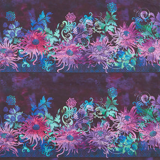 Floragraphix V - Border Purple Yardage