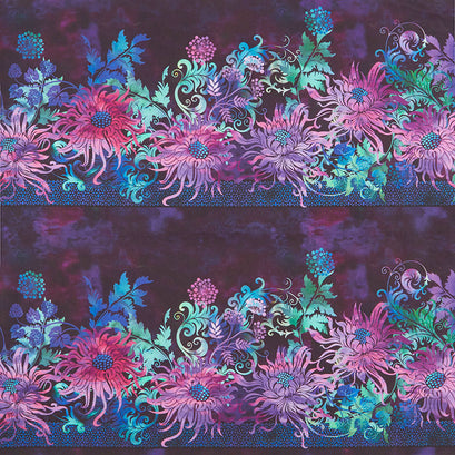 Floragraphix V - Border Purple Yardage