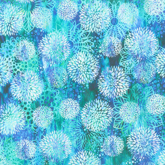 Floragraphix V - Chrysanthemum Blue Yardage