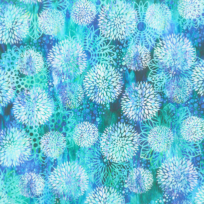 Floragraphix V - Chrysanthemum Blue Yardage