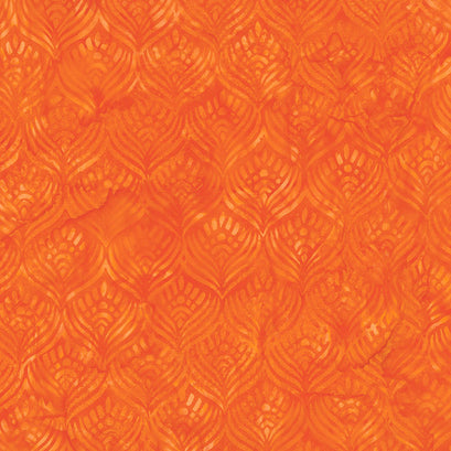 Floralicious Batiks - Feathers Tangerine Yardage