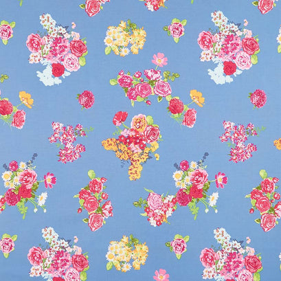 Floralish - Cascading Blossoms Blue Yardage