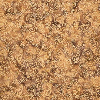 Florentine Batiks - Large Floral Mocha Yardage