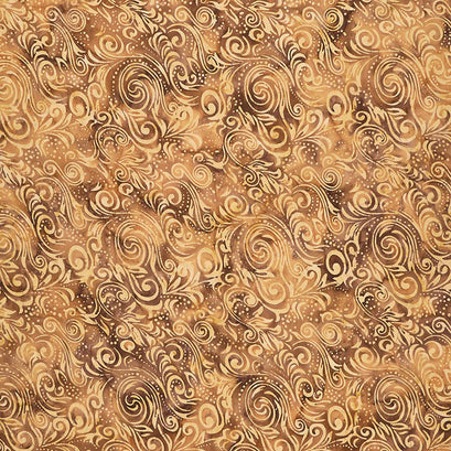 Florentine Batiks - Large Floral Mocha Yardage
