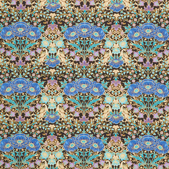 Florentine Garden - Floral Jewel Black Metallic Yardage