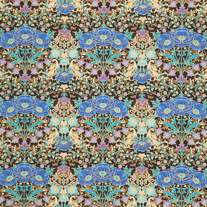 Florentine Garden - Floral Jewel Black Metallic Yardage