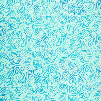 Flower Ship Batiks - Aqua Spotted Leaves Yardage