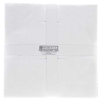 Fluffy Solids White Flannel 10" Squares