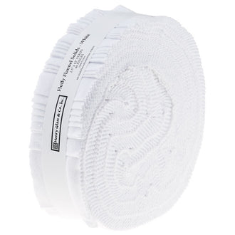 Fluffy Solids White Flannel 2.5" Strips