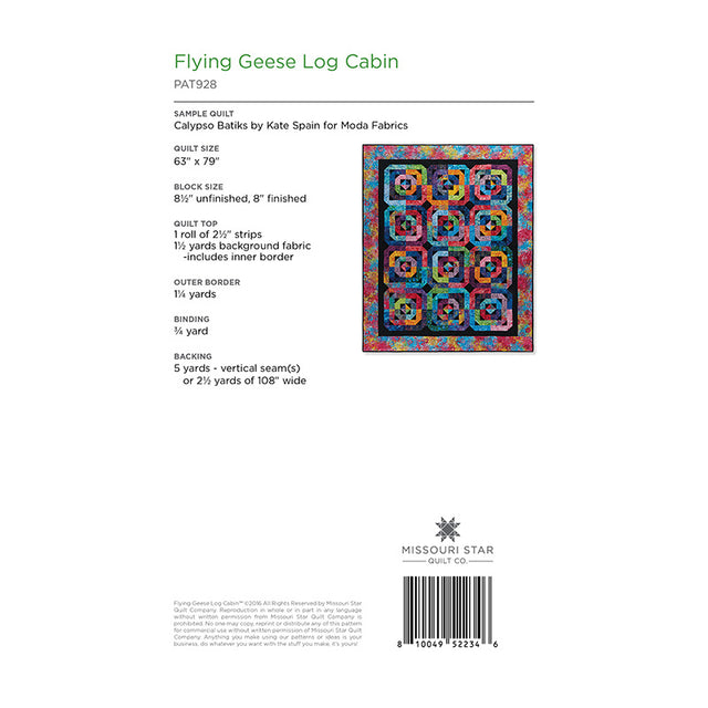 Flying Geese Log Cabin Quilt Pattern by Missouri Star