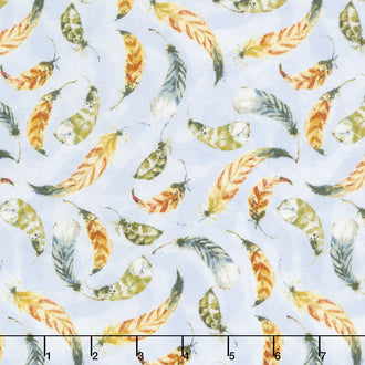 Forest Dance - Feather Toss Blue Yardage