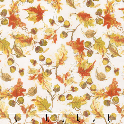 Forest Dance - Tossed Leaves Light Cream Yardage