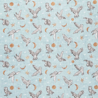 Forest Fable - Owls Blue Multi Digitally Printed Yardage