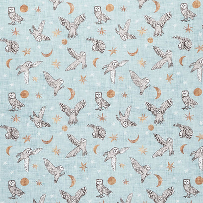 Forest Fable - Owls Blue Multi Digitally Printed Yardage