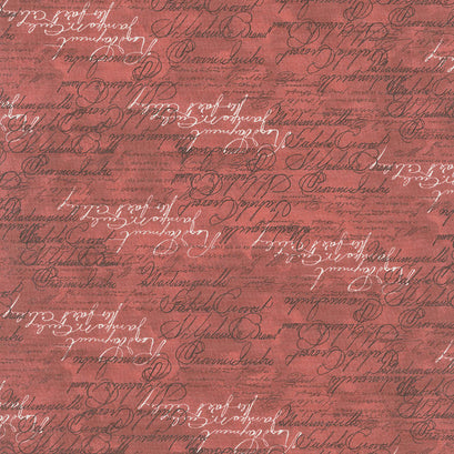 French Country - Chicken Scripted Text Red Yardage