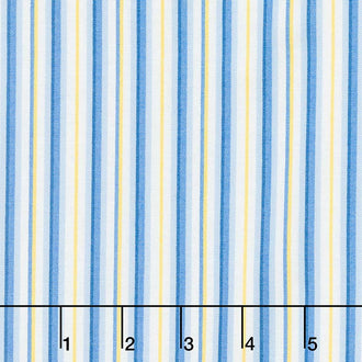 Fresh as a Daisy - Crisp Little Stripe Blue Sunshine Yardage