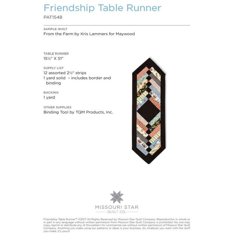 Friendship Table Runner Quilt Pattern by Missouri Star