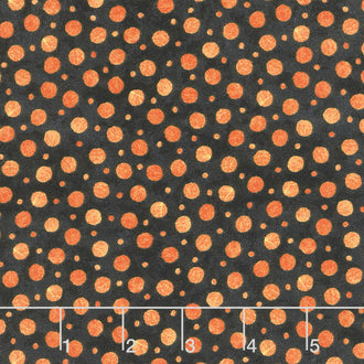 Frightful Night - Dots Black Orange Yardage