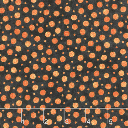 Frightful Night - Dots Black Orange Yardage